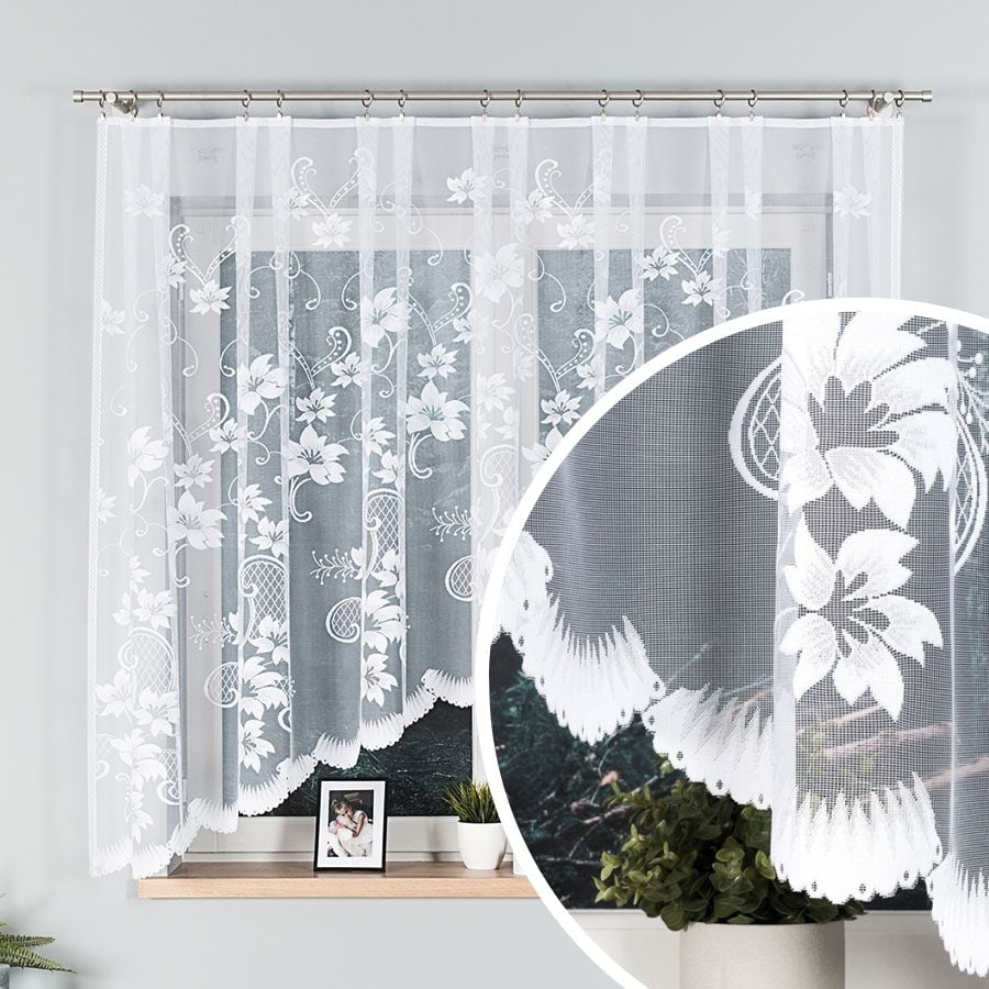 Firana gotowa w kwiaty, rozmiar 310x160 cm, Arleta