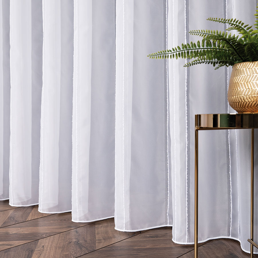 PREMIUM ALLURE Firanka z ołowianką Lana, wysokość 300 cm, kolor biały - sprzedawana na metry