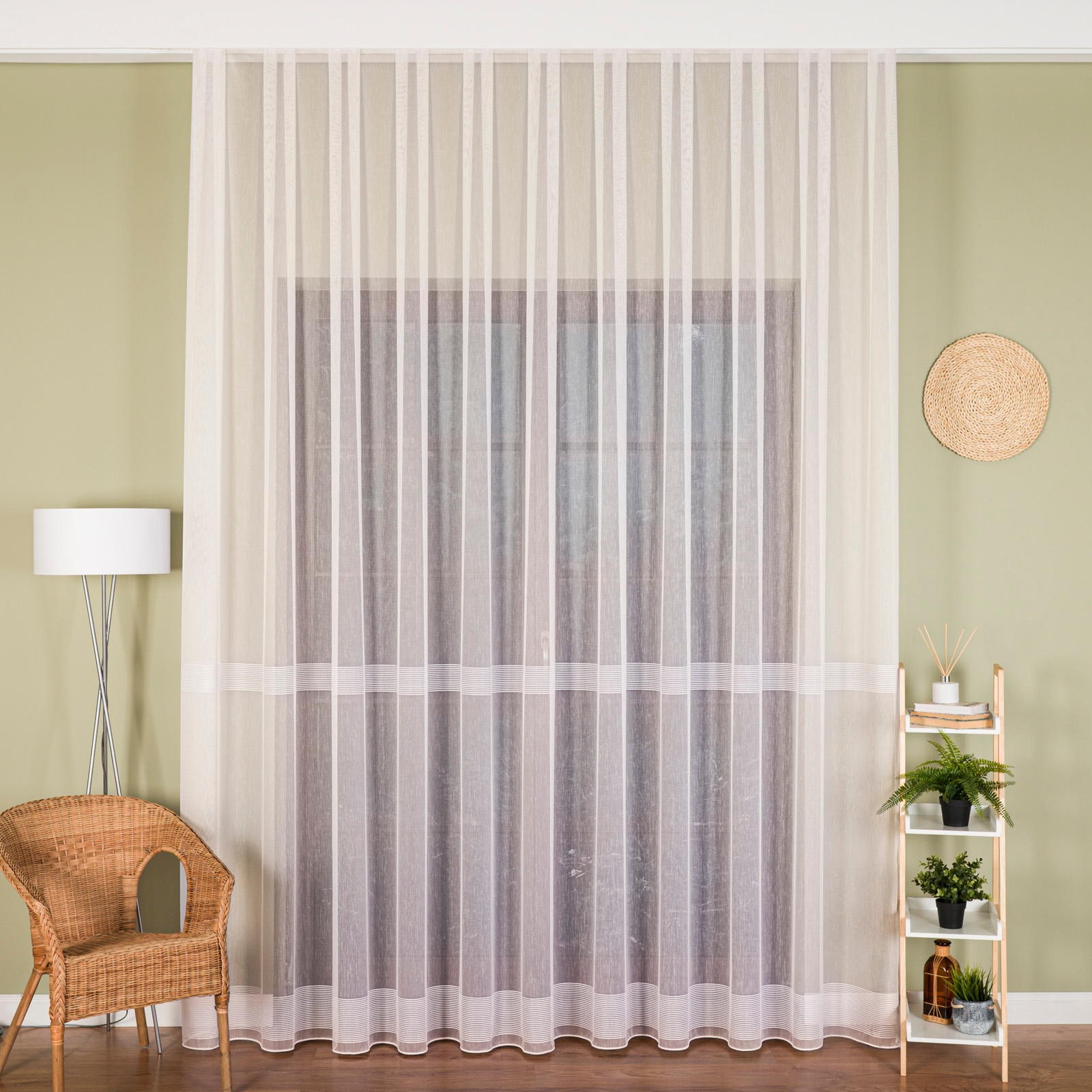 Firanka fantazyjna z ołowianką, wysokość 300cm, kolor 010 off-white
