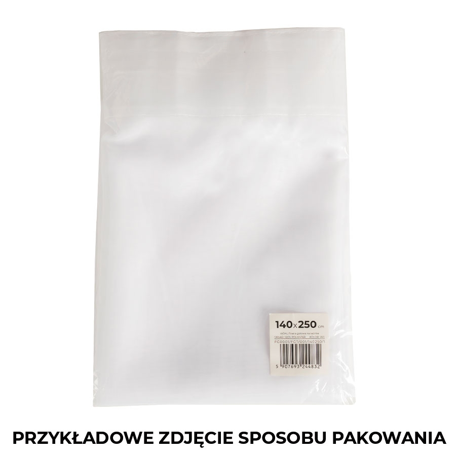 Firana Gotowa z Woalu na Taśmie 140x250 cm – Gładka Biała z Listwą