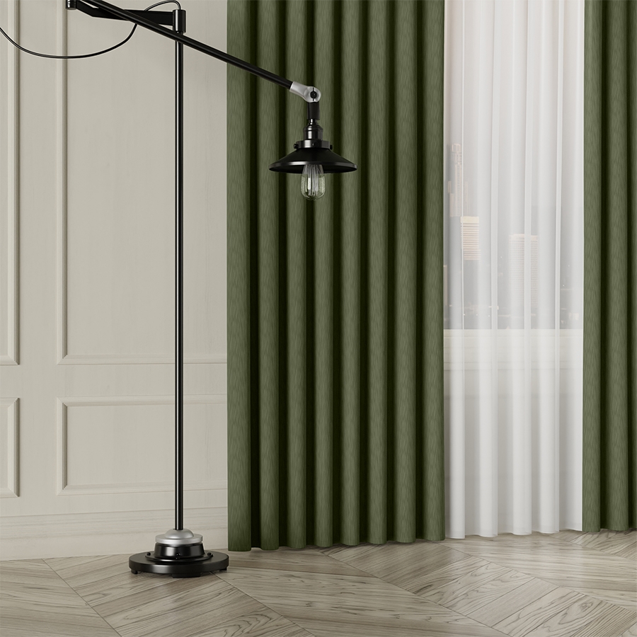 PREMIUM ALLURE Ekskluzywna tkanina zasłonowa na metry Lisa, wysokość 300 cm, kolor khaki