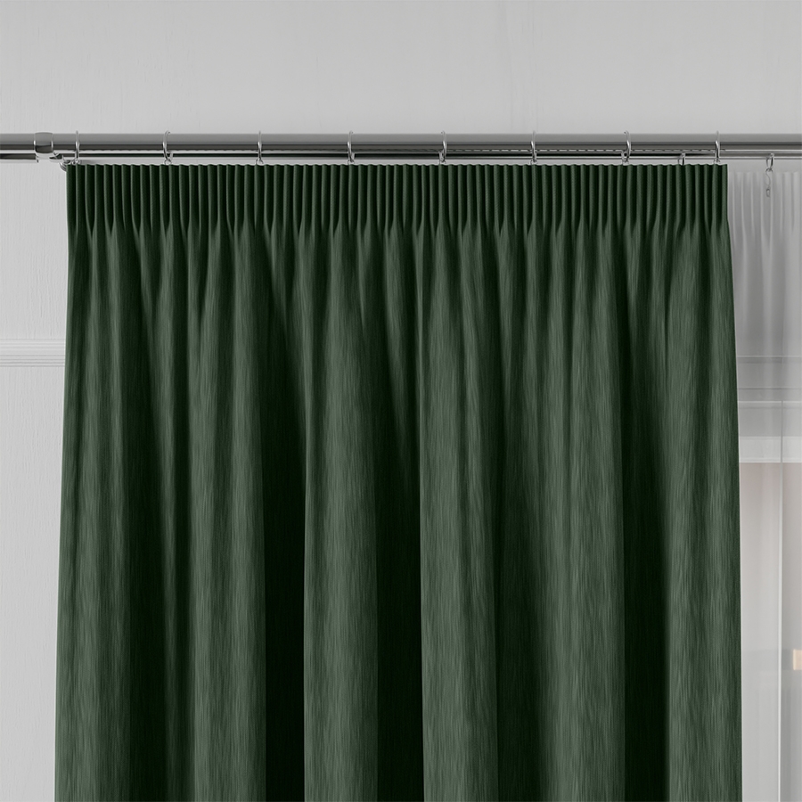 PREMIUM ALLURE Ekskluzywna tkanina zasłonowa na metry Lisa, wysokość 300 cm, kolor ciemny zielony