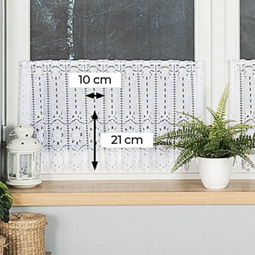 Biała panelowa zazdrostka żakardowa, wysokość 40 cm, 018533 - sprzedawana na metry