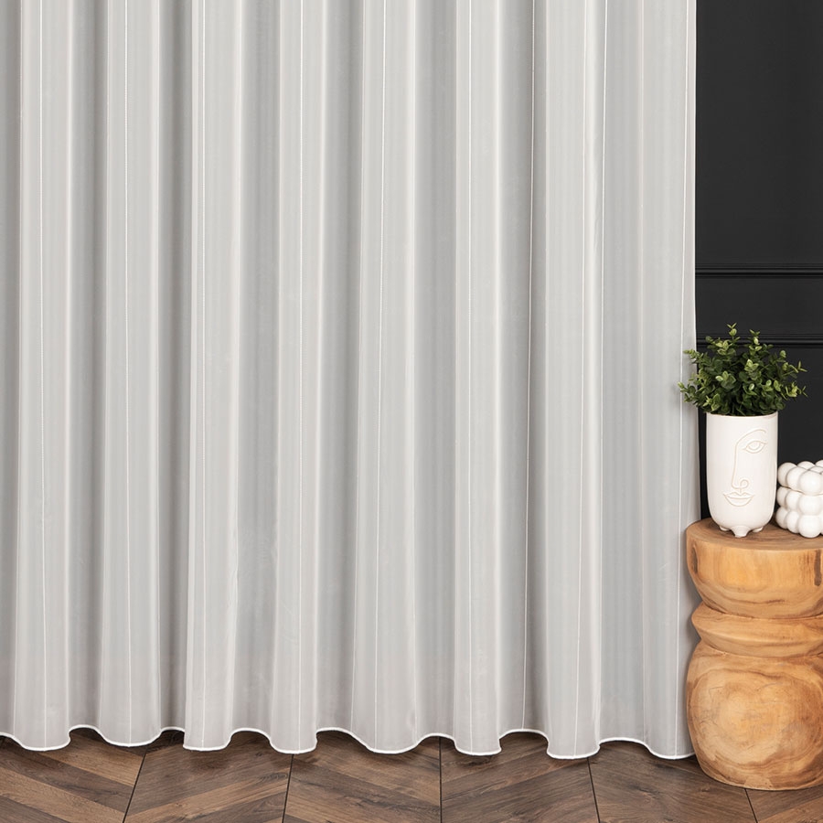PREMIUM ALLURE Firanka na metry Albertyna, wysokość 300 cm, kolor kremowy ze srebrnym haftem