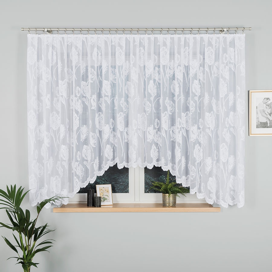 Firanka żakardowa gotowa z dużym motywem kwiatowym 450x160 cm SONIA