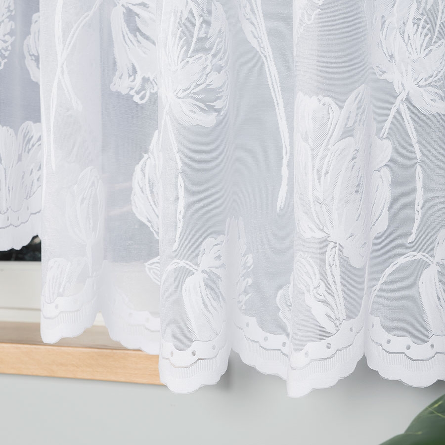 Firanka żakardowa gotowa z dużym motywem kwiatowym 550x160 cm SONIA