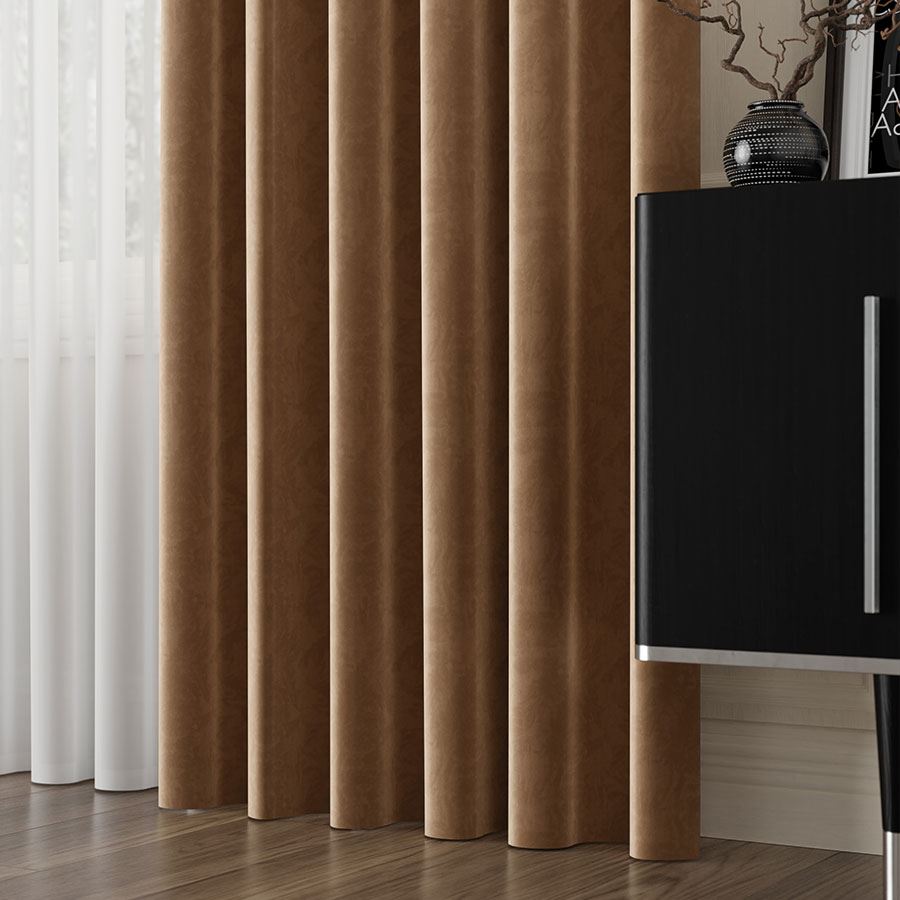 Ekskluzywna tkanina zasłonowa Velvet, wysokość 300 cm, kolor brązowy  - sprzedawana na metry