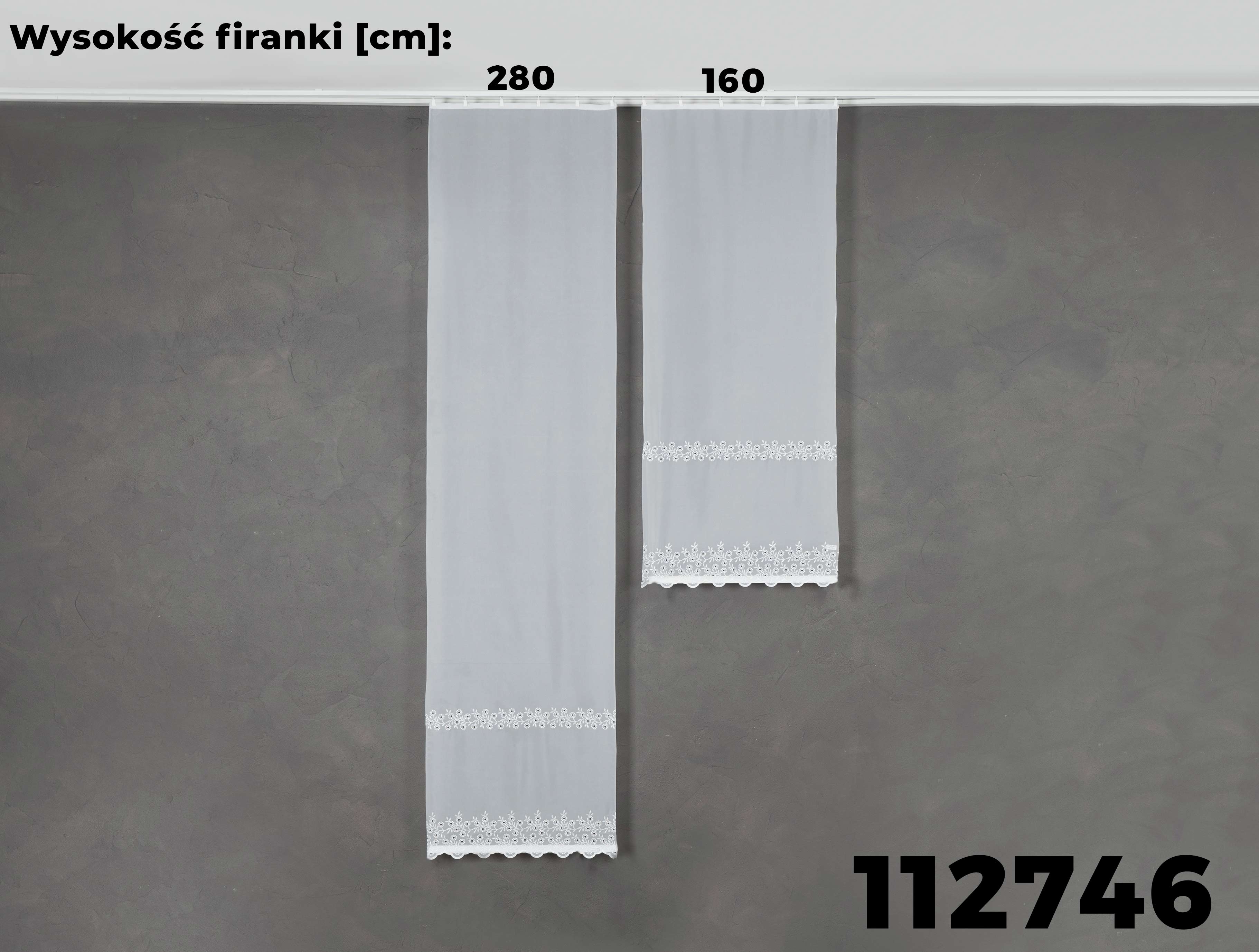 Woalowa biała, długa firana na metry z pasami delikatnego haftu, wysokość 280 cm, 112746 - sprzedawana na metry