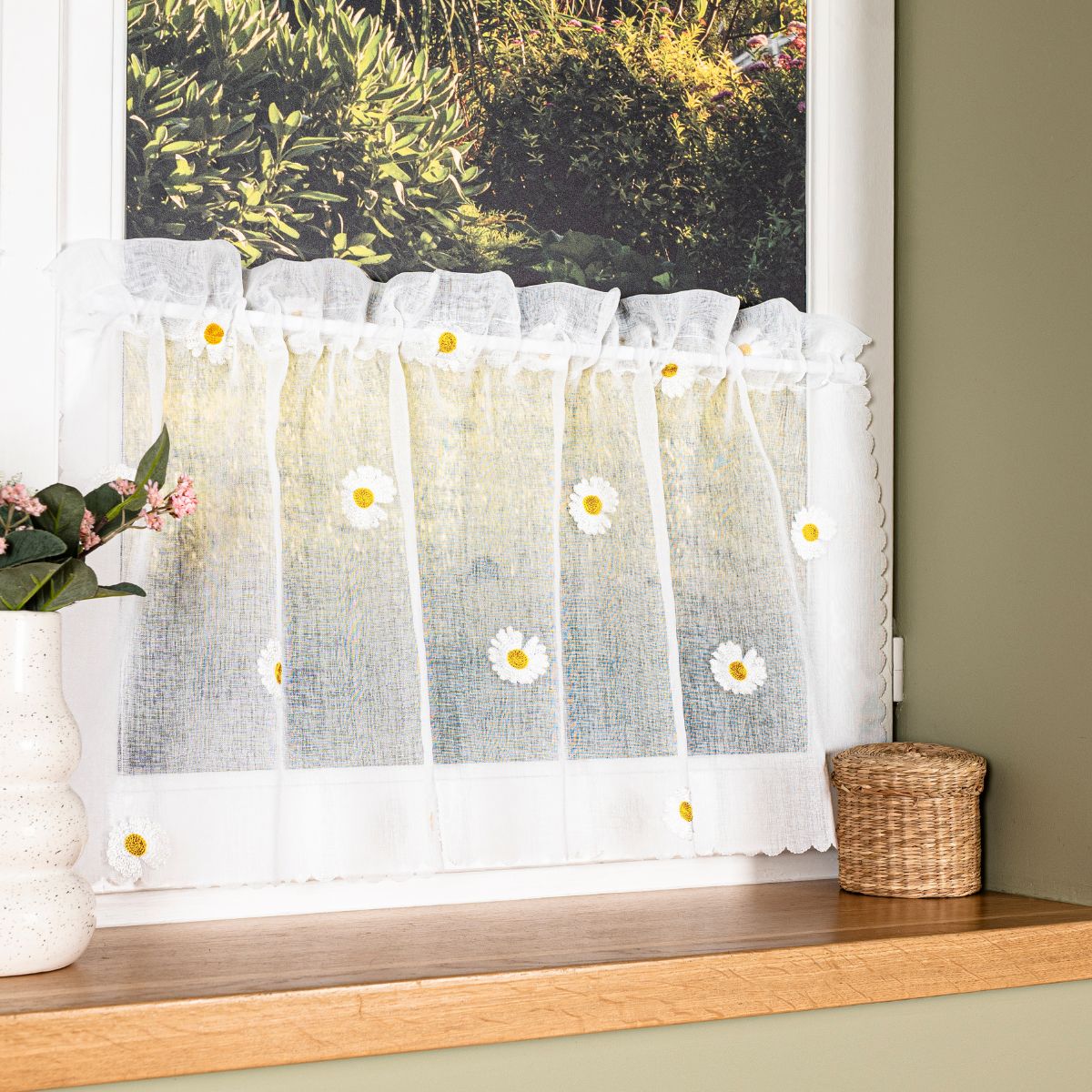 Zazdrostka do kuchni gotowa etamina z haftem 100x40 cm Bellis