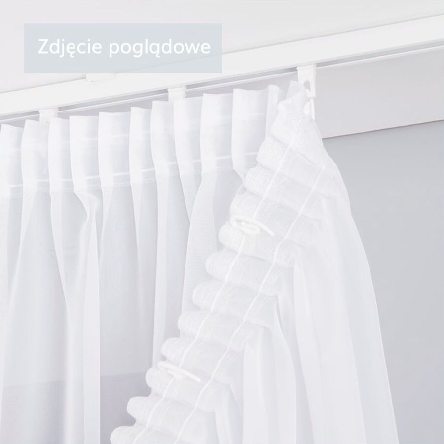 Firanka żakardowa ze wzorem roślinnym po całości, na taśmie, kolor biały, wysokość do 250 cm - szyta na wymiar