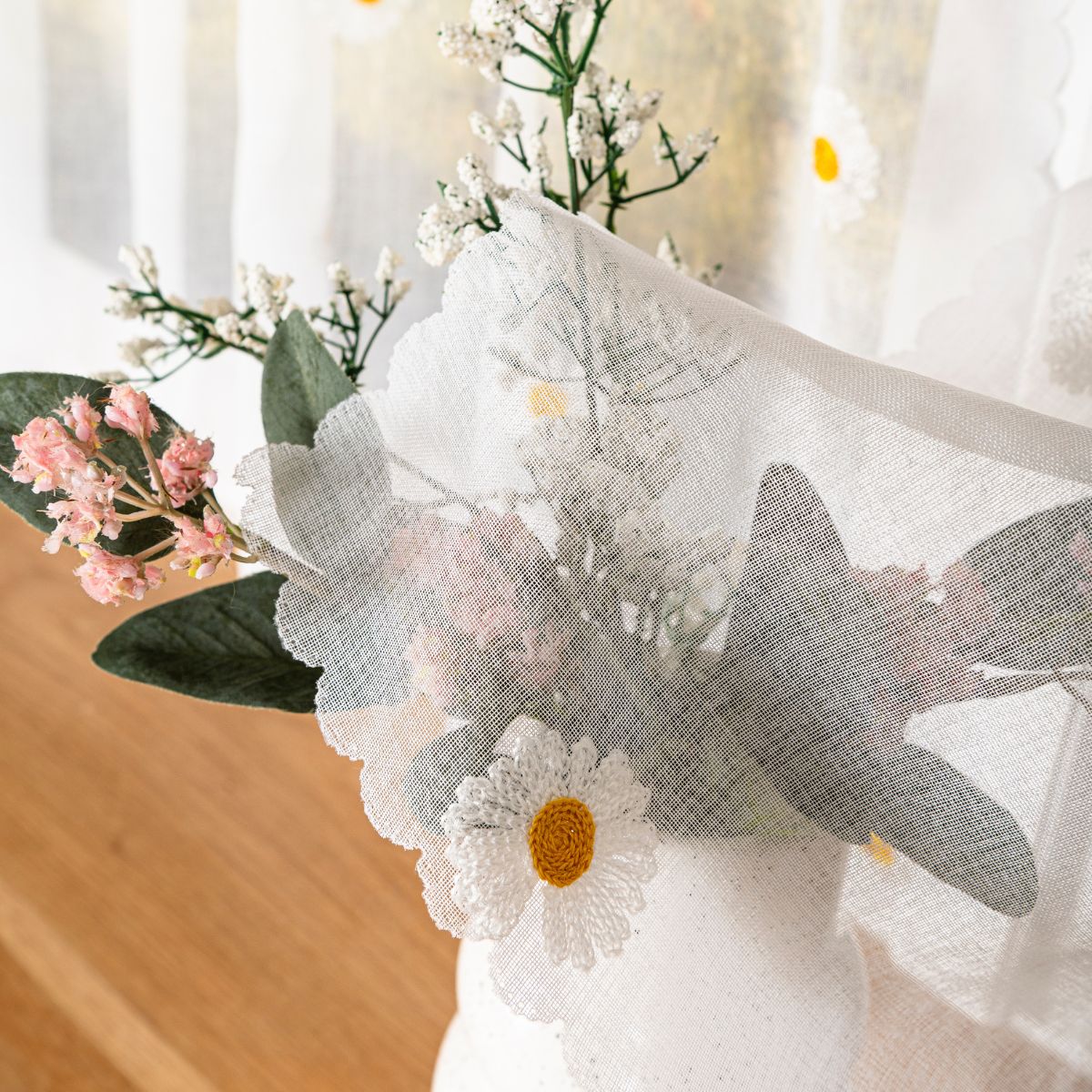 Zazdrostka do kuchni gotowa etamina z haftem 100x40 cm Bellis