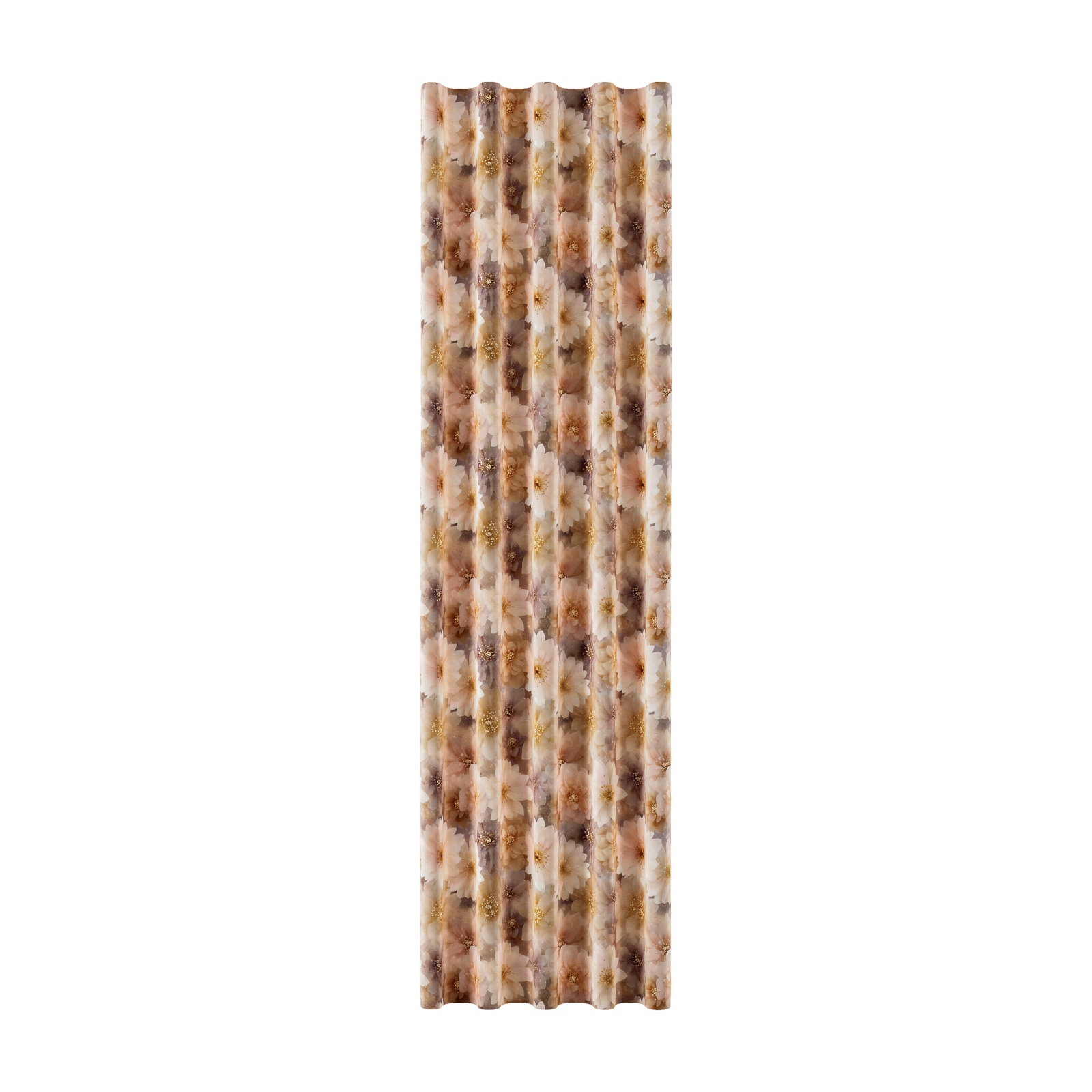 Welwetowy materiał na zasłony drukowany w kolorze beżowym szer.150 cm Kwiaty Fela - na metry