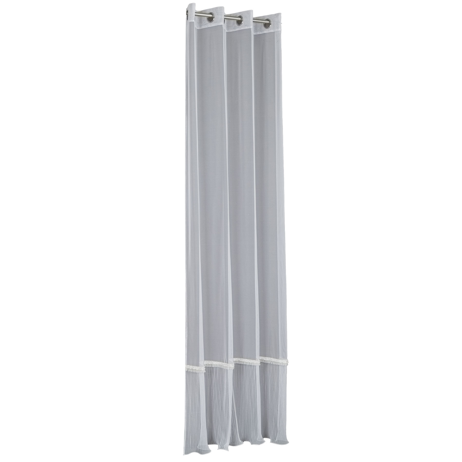 Firana do salonu na przelotkach Orena z plisowanym dołem 140x250 cm ozdobny pas