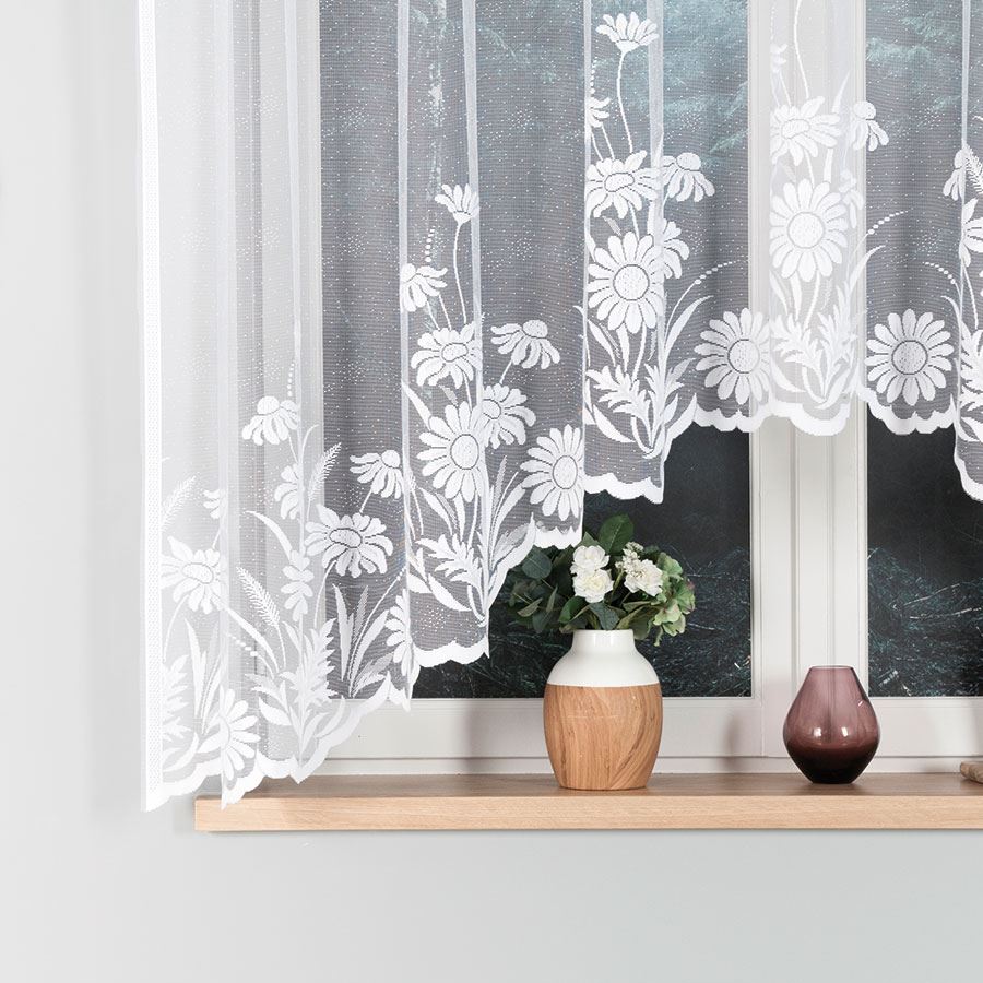 Gotowa firanka żakardowa z motywem kwiatowym, rozmiar 300x160 cm, Aralia
