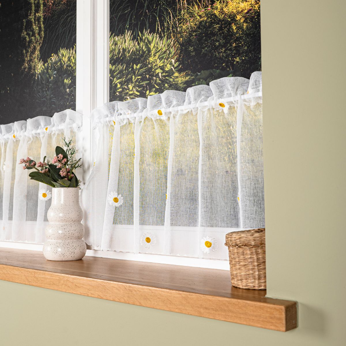 Zazdrostka do kuchni gotowa etamina z haftem 100x40 cm Bellis