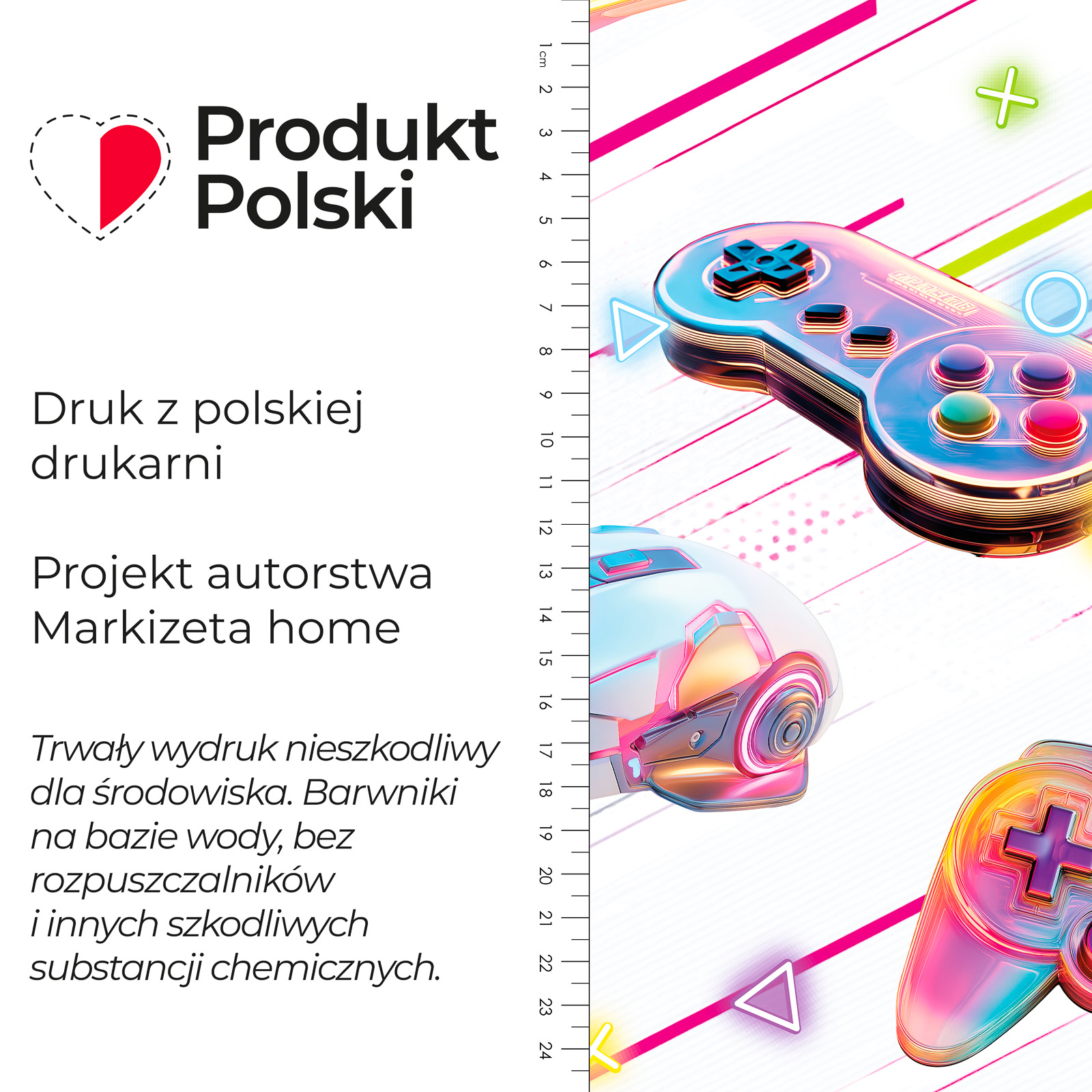 Welwetowy biały materiał na zasłony z gamingowym nadrukiem szer. 150 cm Gamer - na metry