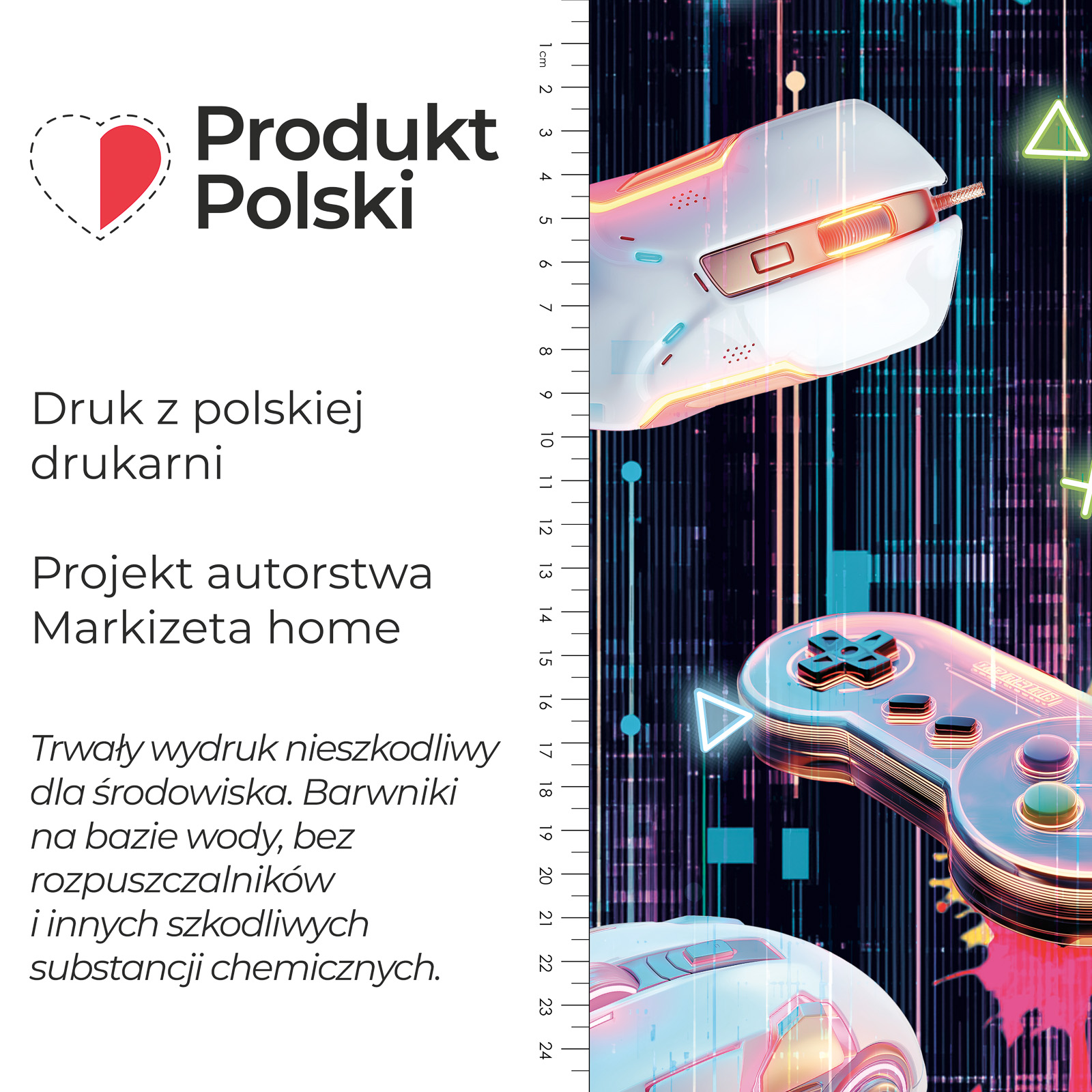 Welwetowy materiał na zasłony z gamingowym nadrukiem szer. 150 cm Gamer - na metry