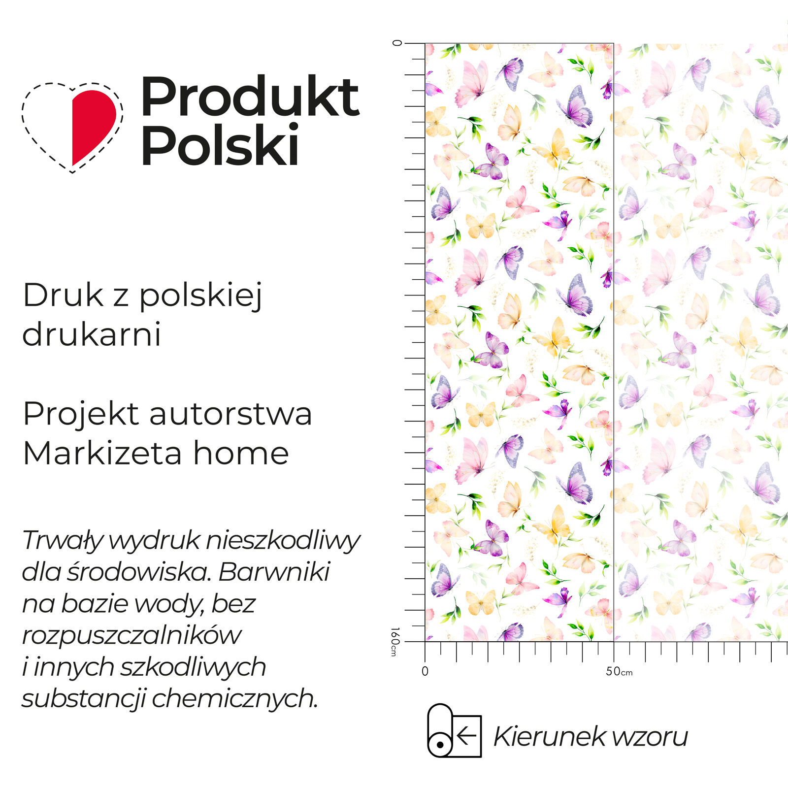 Firanka woal w drukowane w kolorowe motylki wysokość 157 cm Nelka - oferowana na metry