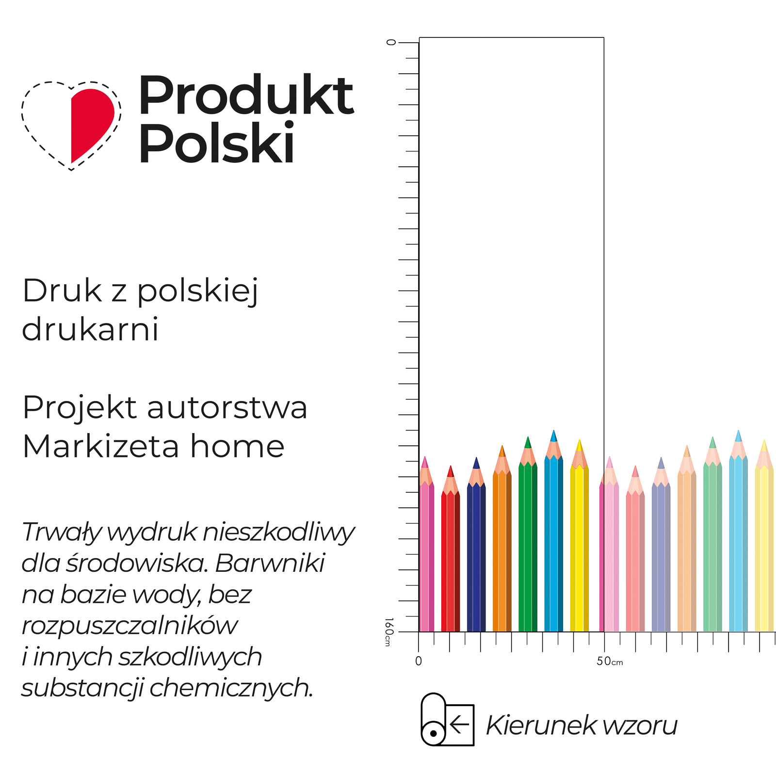Krótka firanka woal z nadrukiem do pokoju dziecka wysokość 157 cm Kredki Feliks - na metry