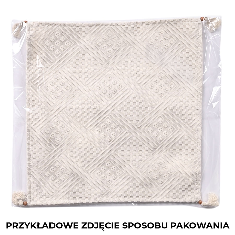Beżowa poszewka dekoracyjna wykonana z bawełny, rozmiar 40x40 cm, styl BOHO