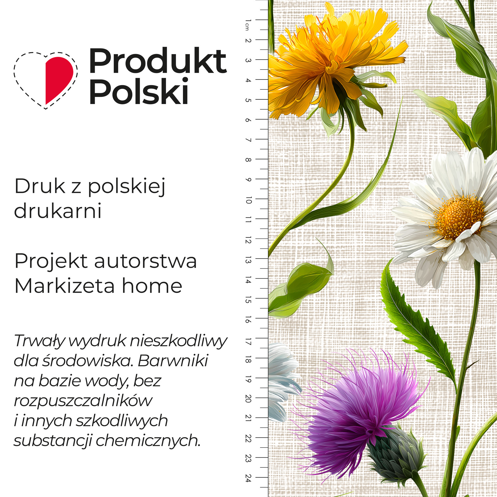 Wodoodporny materiał na obrusy lub zasłony drukowany w kwiaty polne szer. 160 cm Zoya - sprzedawany na metry