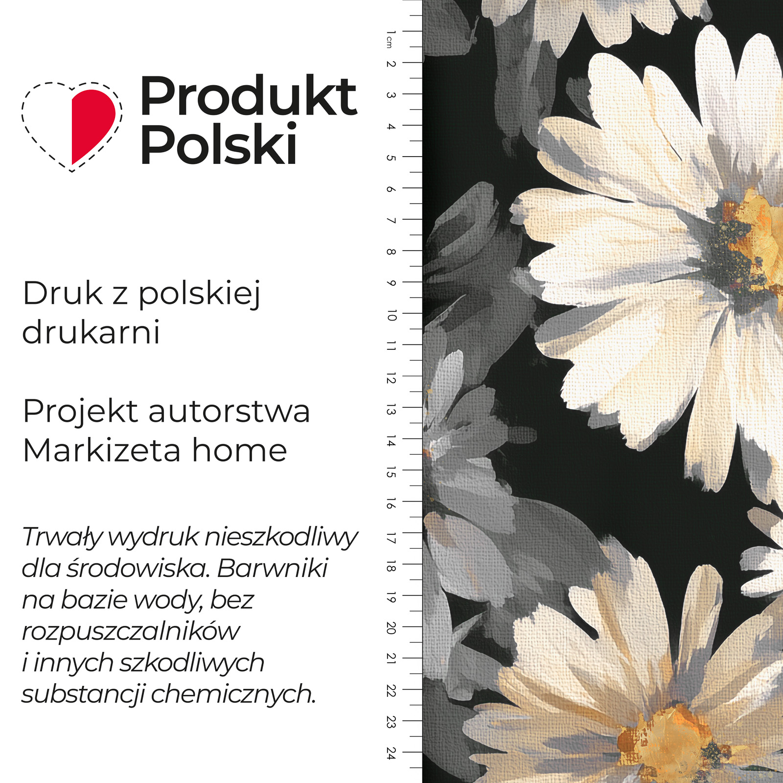 Materiał zaciemniający blackout 80% na zasłony szerokość 145 cm Stokrotki Tess - na metry