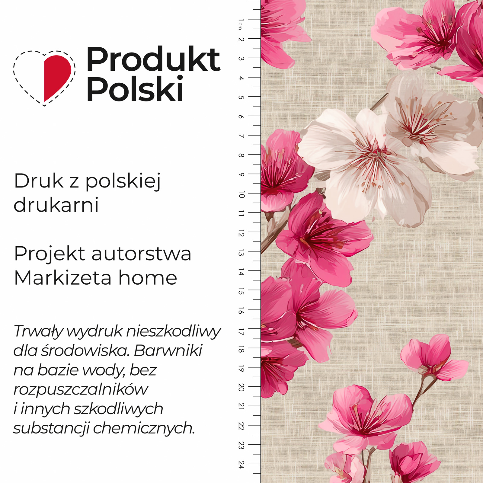 Materiał zaciemniający blackout 80% na zasłony szerokość 145 cm Kwiaty Keiko - na metry