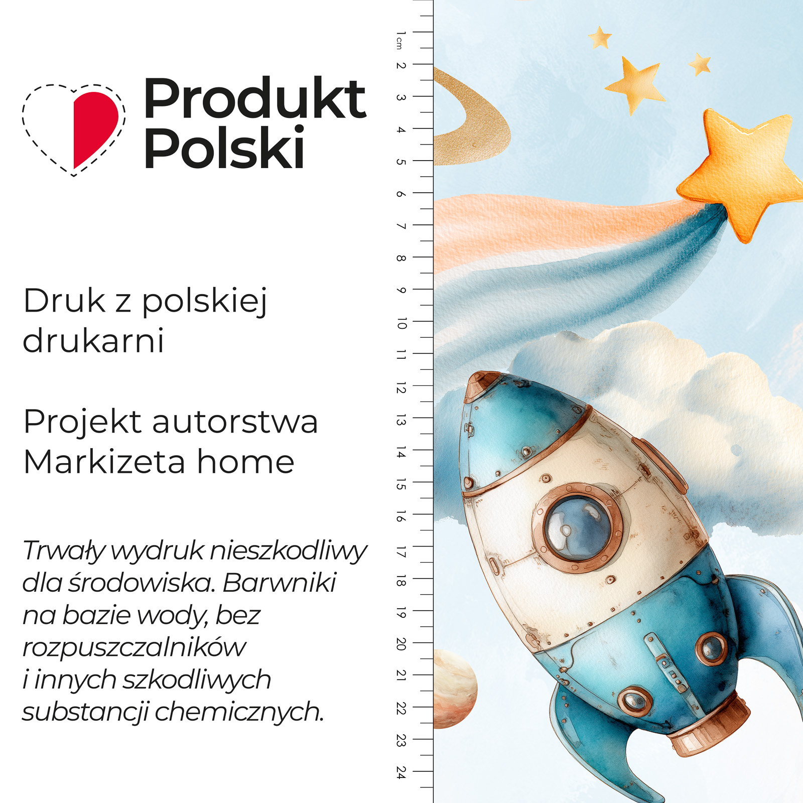 Welurowy materiał na zasłony z kosmicznym nadrukiem szer. 165 cm Astro - na metry