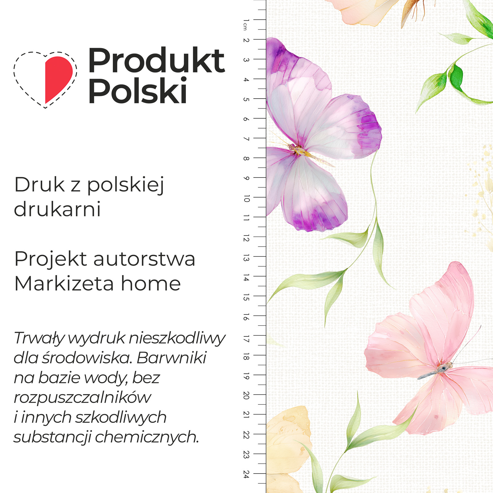 Welurowy materiał na zasłony w kolorowe motyle szer. 165 cm Nelka - na metry