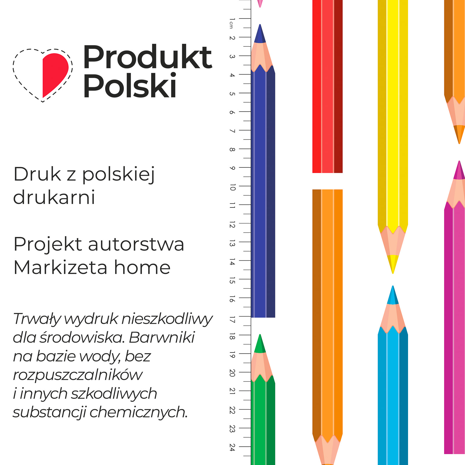 Welurowy materiał na zasłony z kolorowym nadrukiem szerokość 165 cm Kredki Feliks - na metry