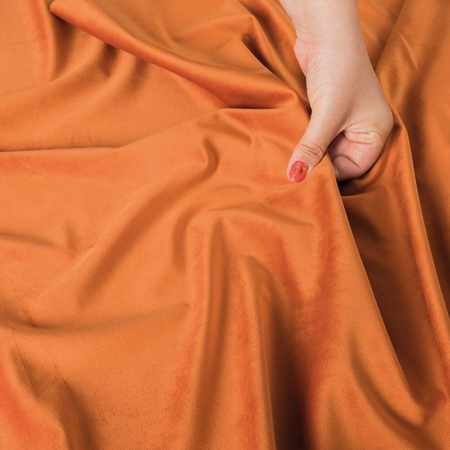 Ekskluzywna tkanina zasłonowa Velvet, wysokość 300 cm, kolor pomarańczowy - sprzedawana na metry