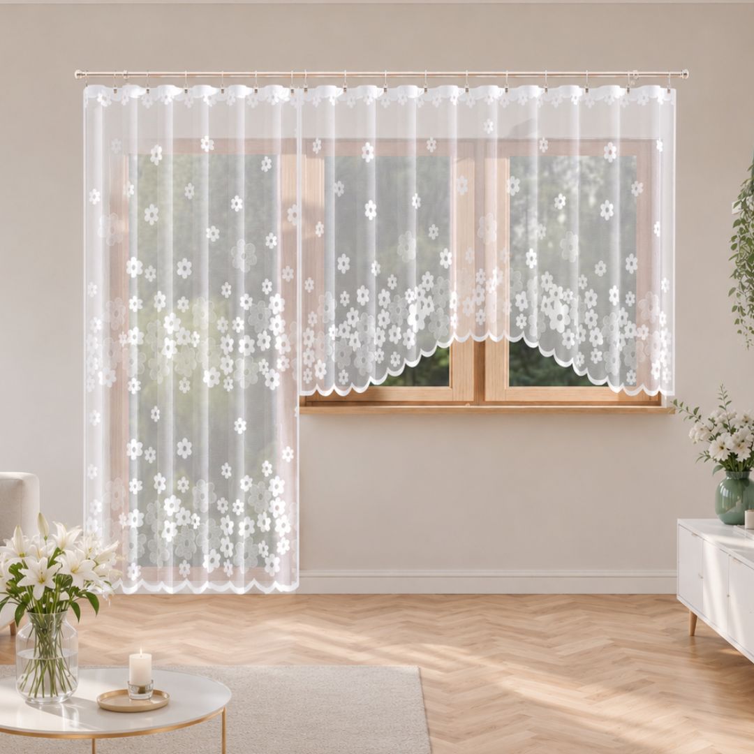 Firana żakardowa balkonowa gotowa Daisy 