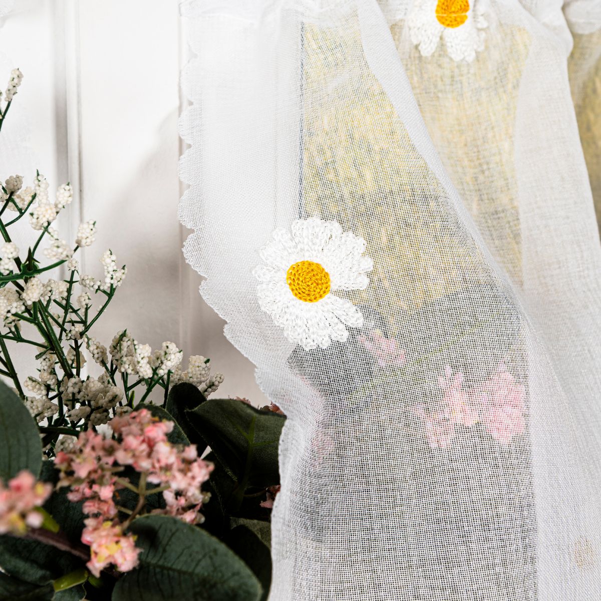 Zazdrostka do kuchni gotowa etamina z haftem 100x40 cm Bellis