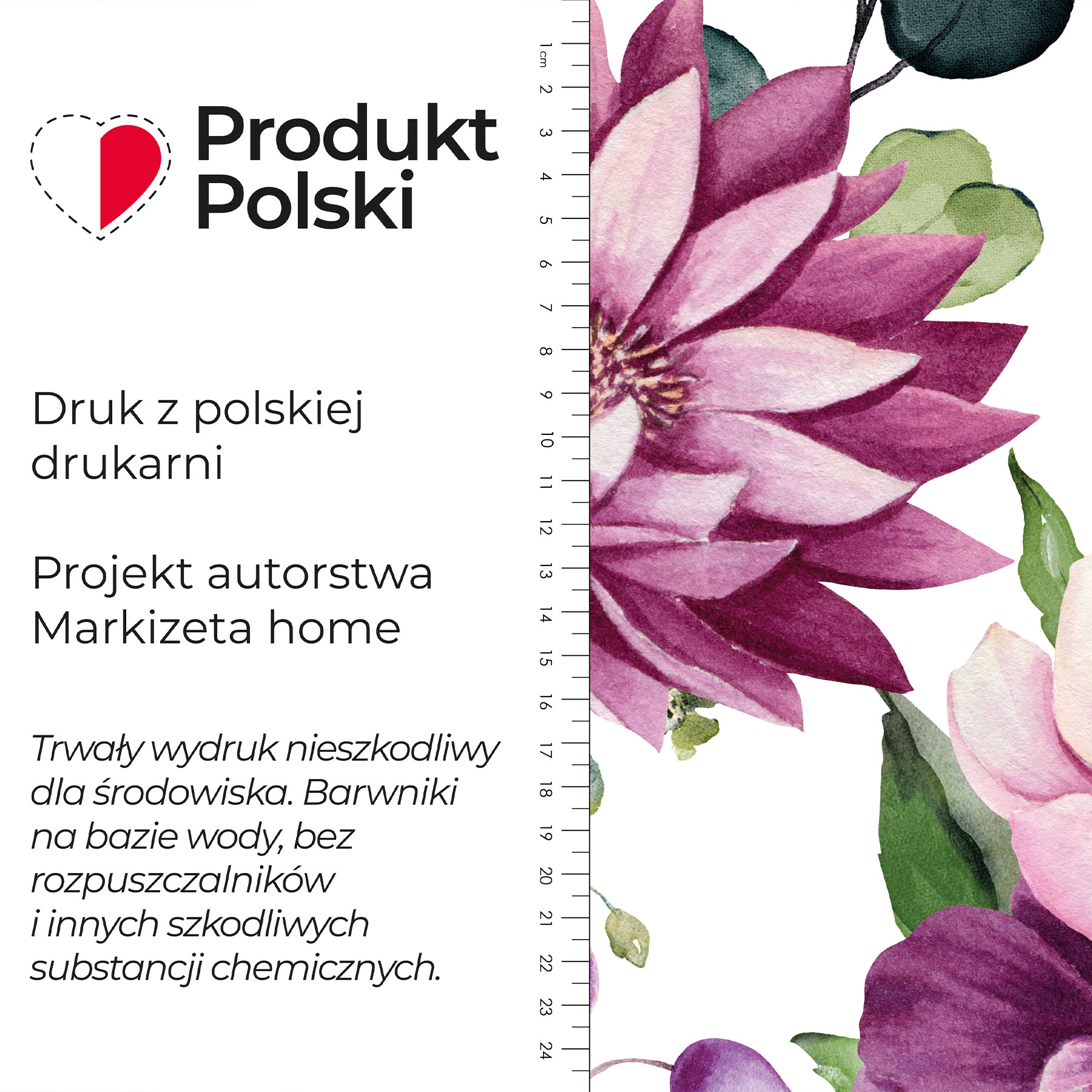 Wodoodporny materiał na zasłony lub obrusy kwiatowy nadruk szerokość 160 cm Dalia - sprzedawany na metry