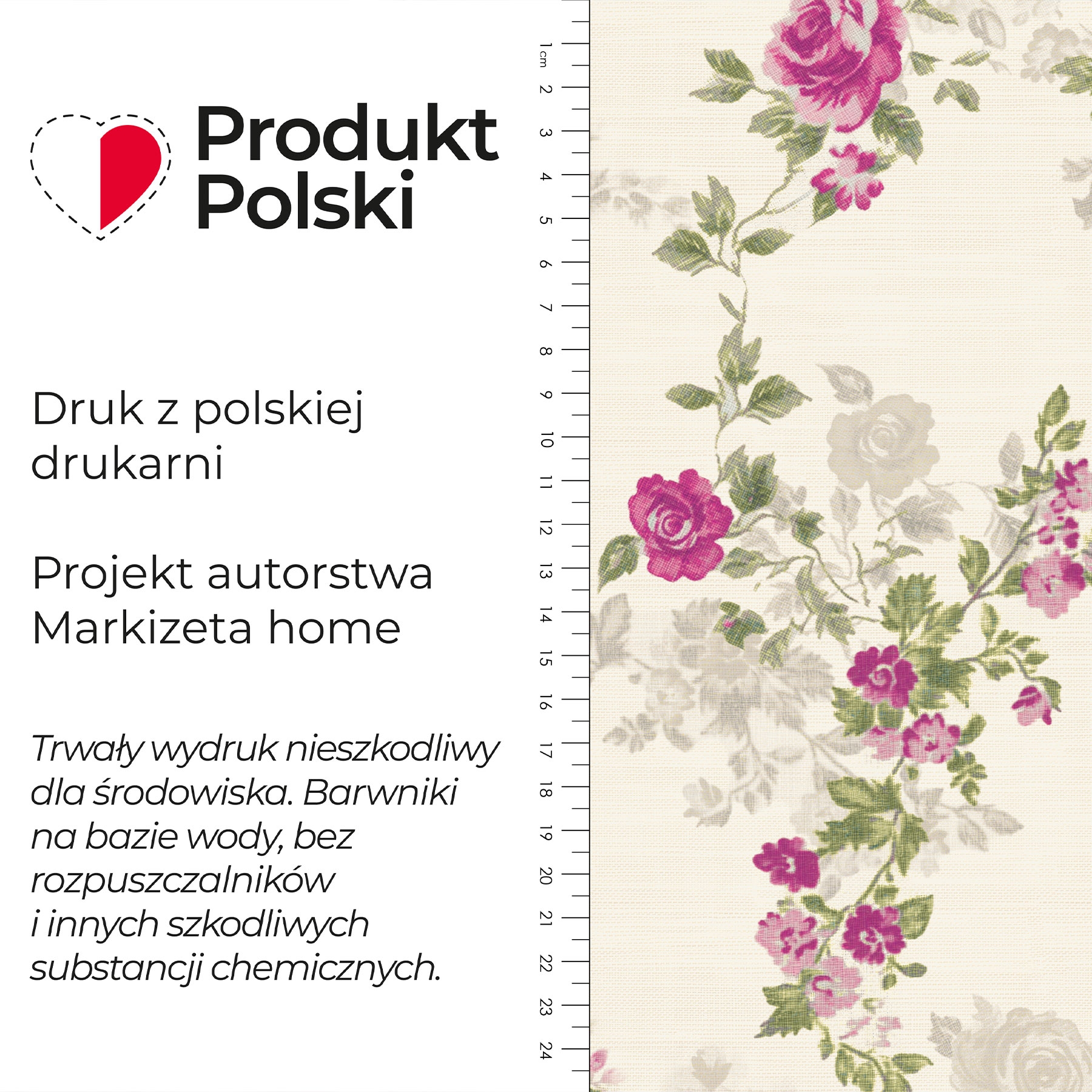Wodoodporna materiał na zasłony lub obrusy z nadrukiem szerokość 160 cm Róża Angielska - na metry