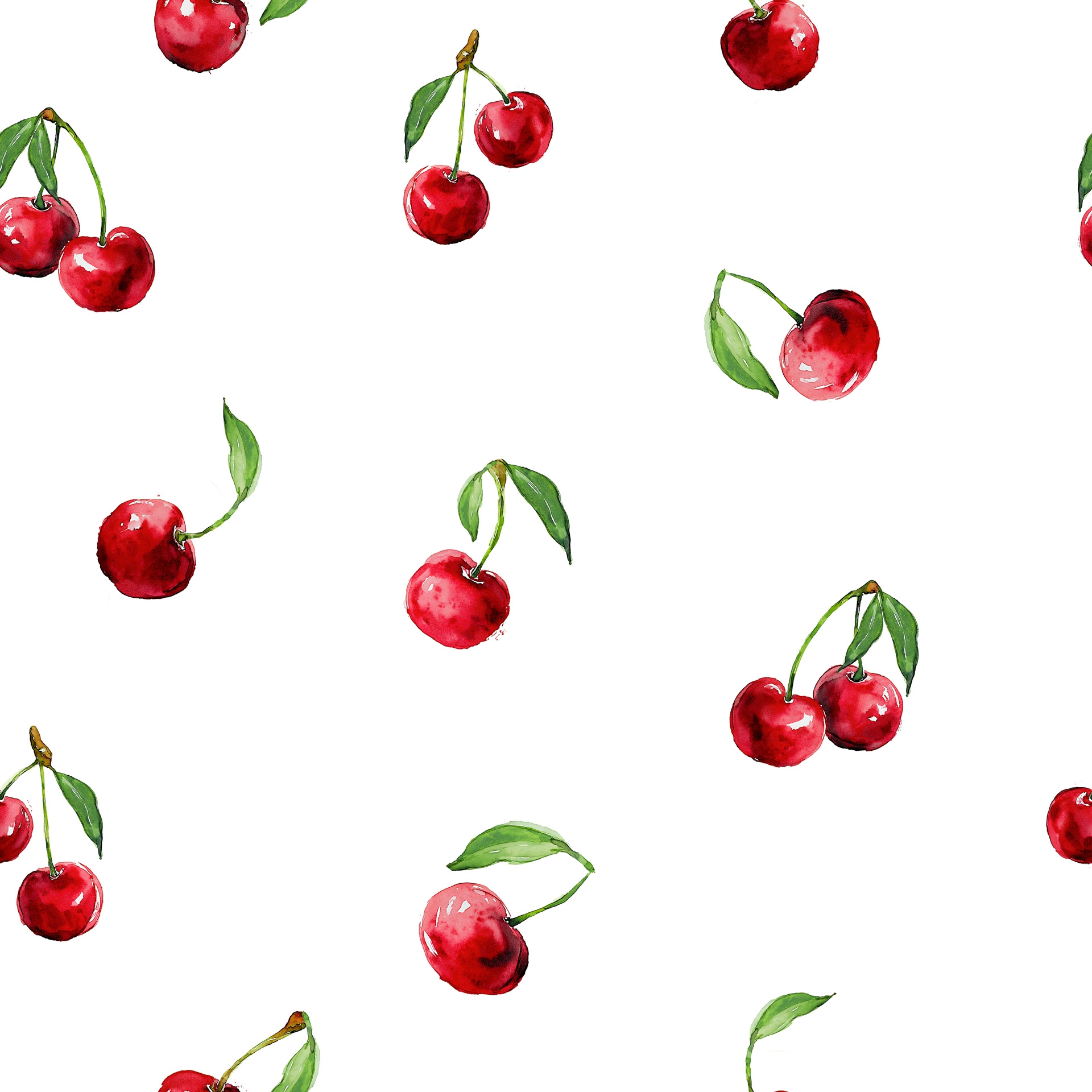 Materiał welurowy wiśnie owocowy nadruk szerokość 150 cm Wisienki Ruby - sprzedawany na metry