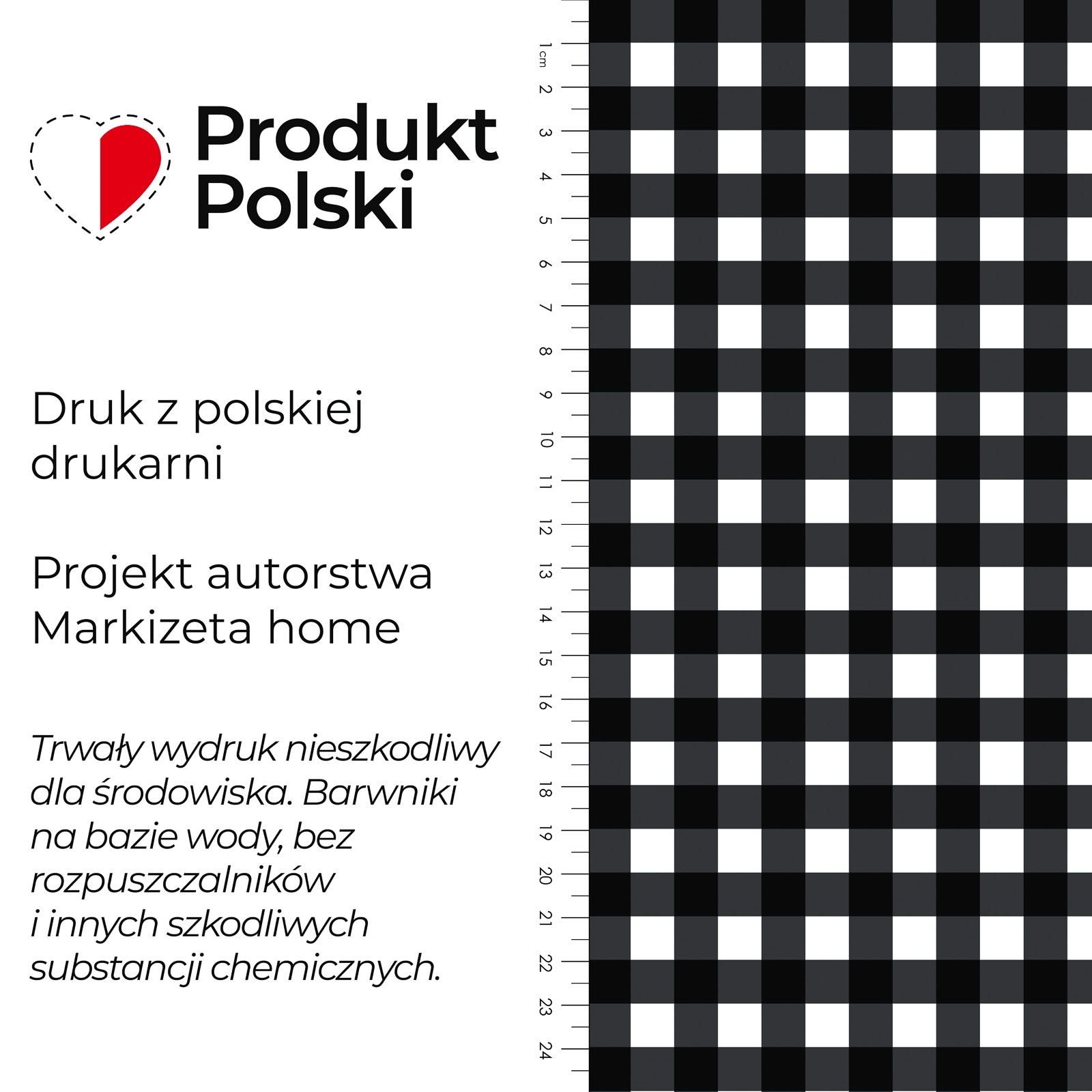 Wodoodporny materiał na obrusy lub zasłony czarno-biały szerokość 160 cm KRATA KLASYCZNY GRIL  na metry