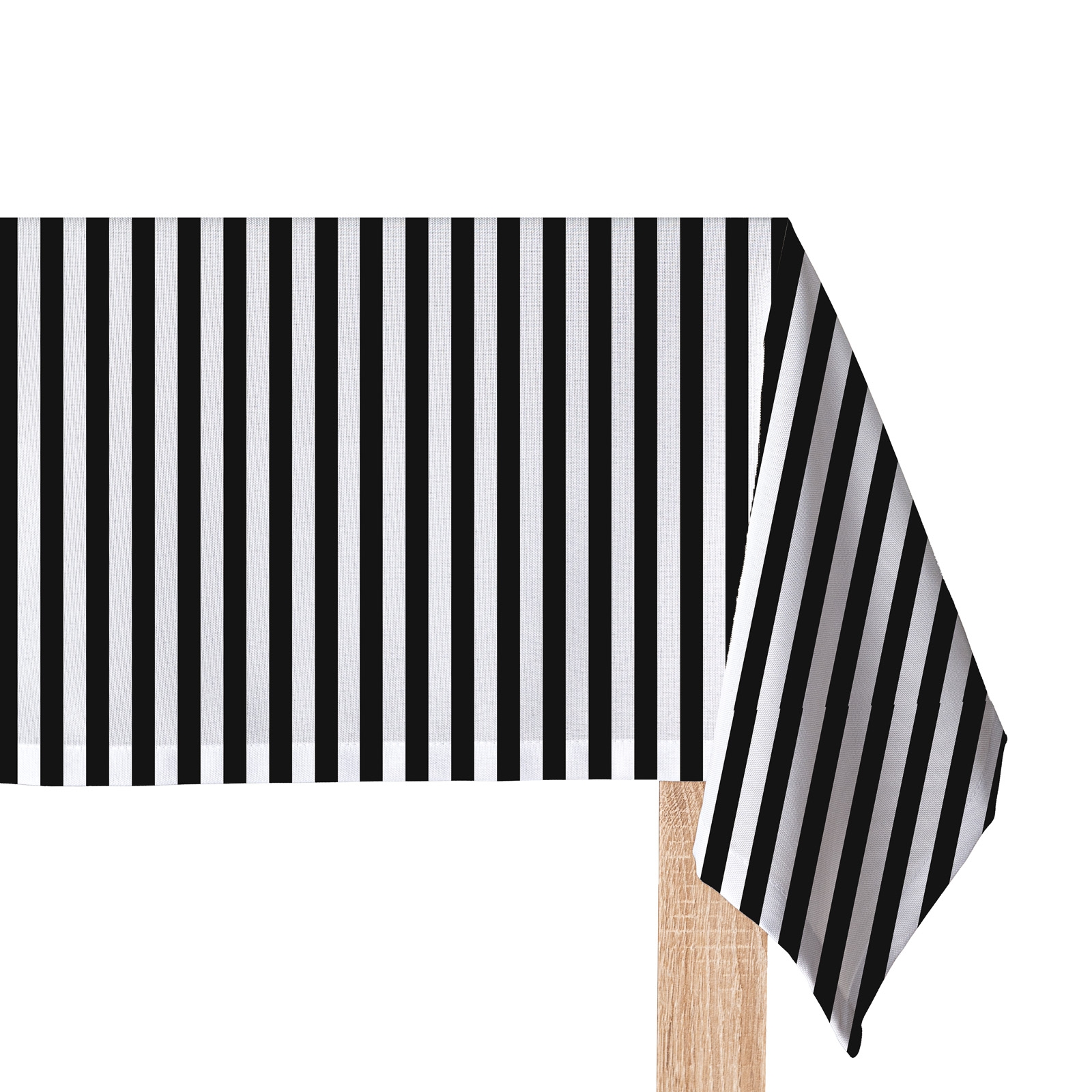 Wodoodporny materiał na obrusy lub zasłony czarno-biały szerokość 160 cm Paski Klasyczny  Grill - na metry