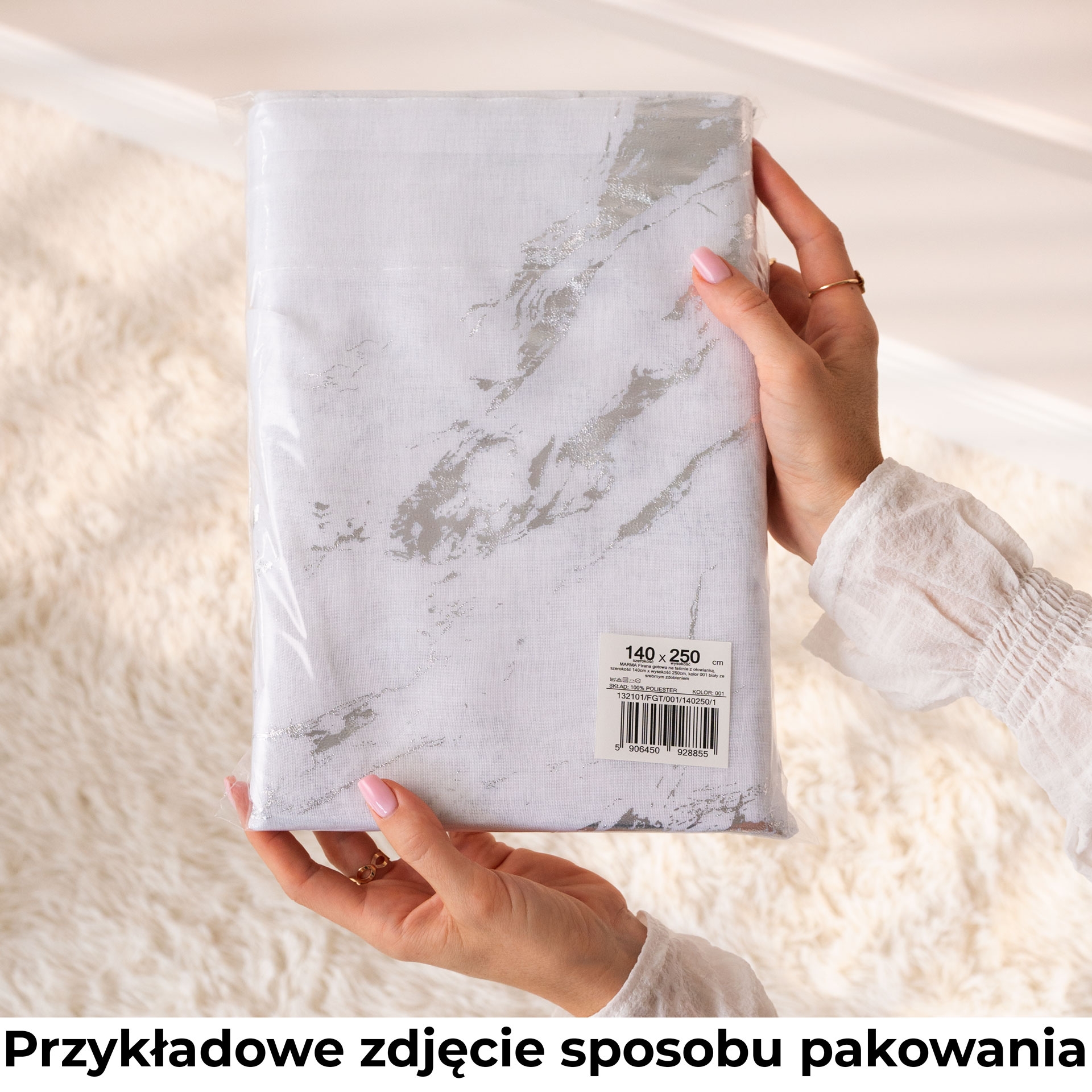 Firana gotowa na taśmie do salonu gładka biała 300x230 cm Etamina