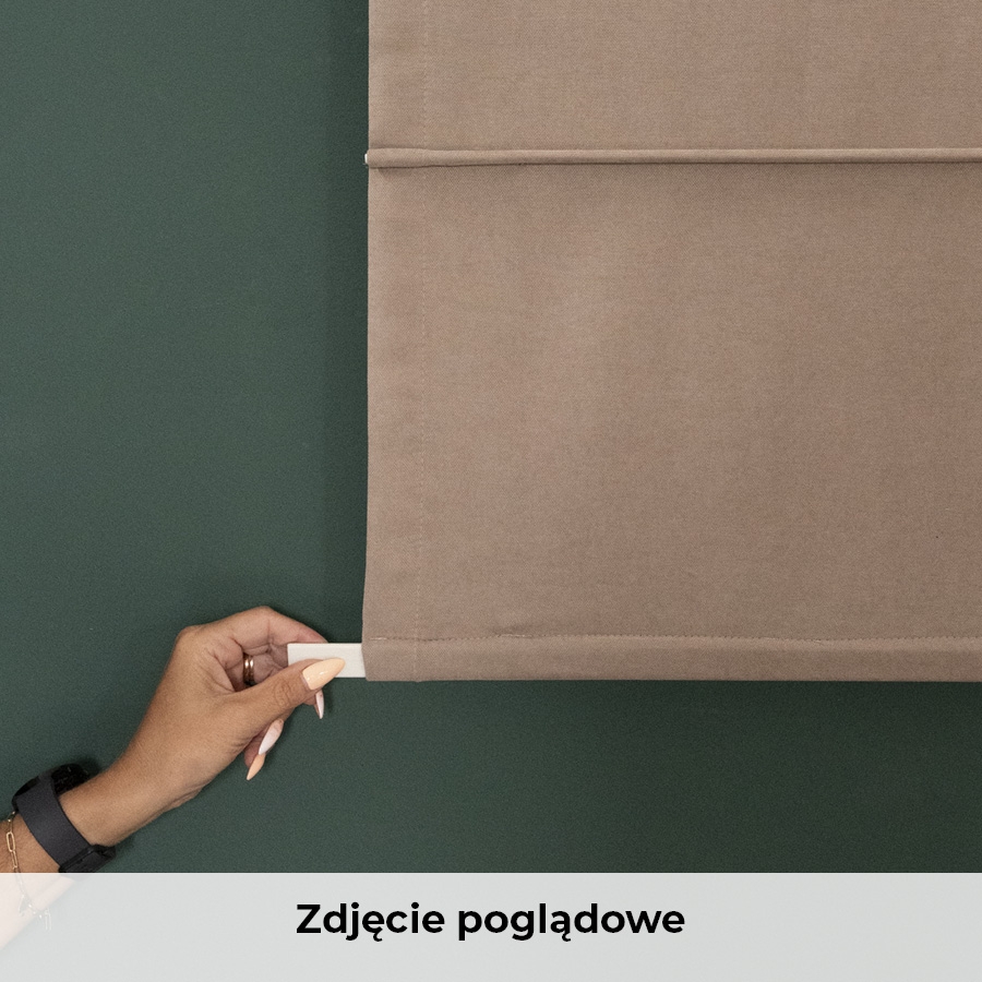 Gotowa roleta rzymska o strukturze lnu w piwonie, kolor beżowy, Peoni, szerokość 80-180 cm, wysokość 160 cm