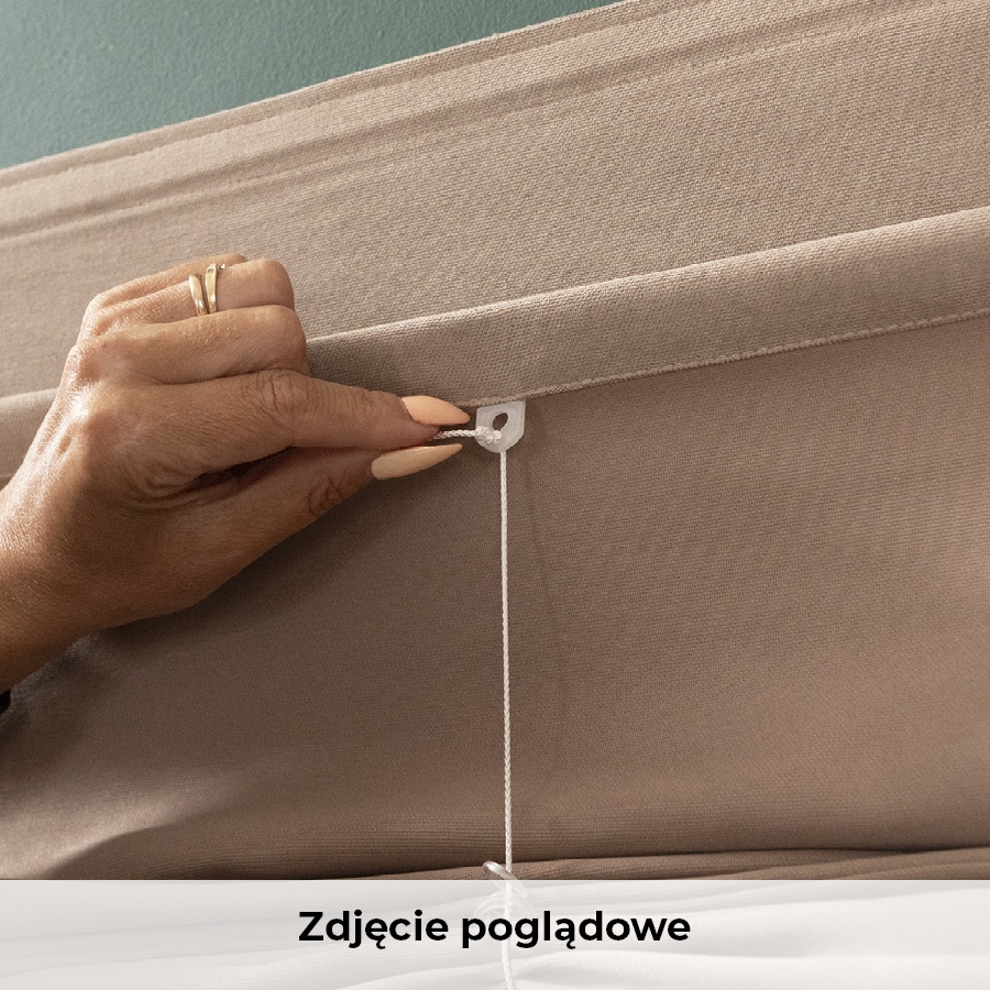 Gotowa roleta rzymska o strukturze lnu w piwonie, kolor beżowy, Peoni, szerokość 80-180 cm, wysokość 160 cm