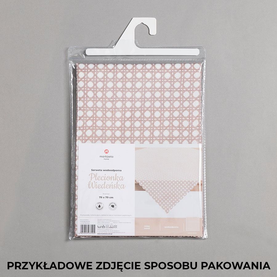 Bieżnik z tkaniny wodoodpornej z nadrukiem w tonacji brązowej, rozmiar 38x160 cm, Wiedeńska plecionka