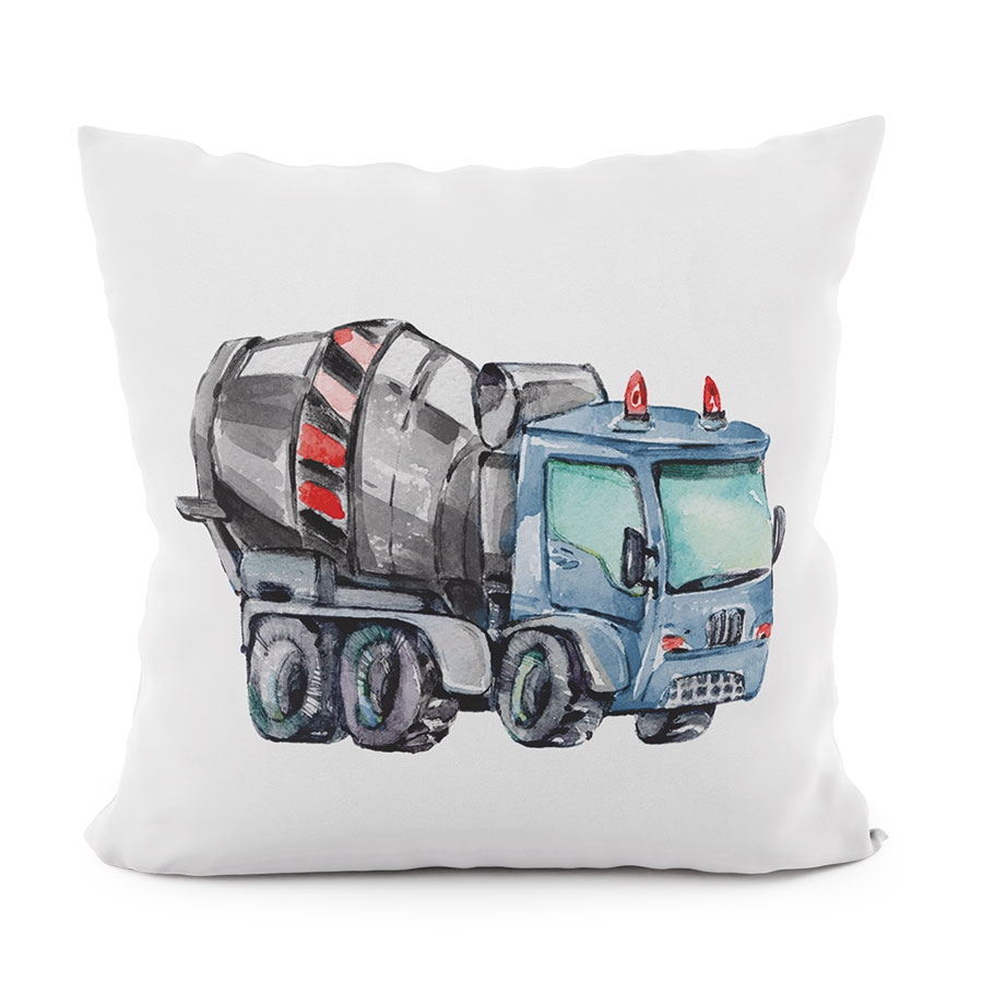 Poszewka welwetowa 40x40 cm Pojazdy, poszewka do pokoju dziecka z niebieskim autem