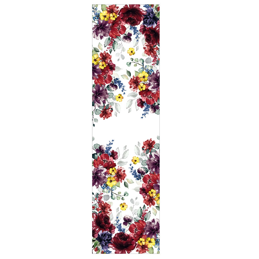 Bieżnik z tkaniny wodoodpornej z kolorowym nadrukiem, wykończony listwą, rozmiar 38x160 cm, Jolanda