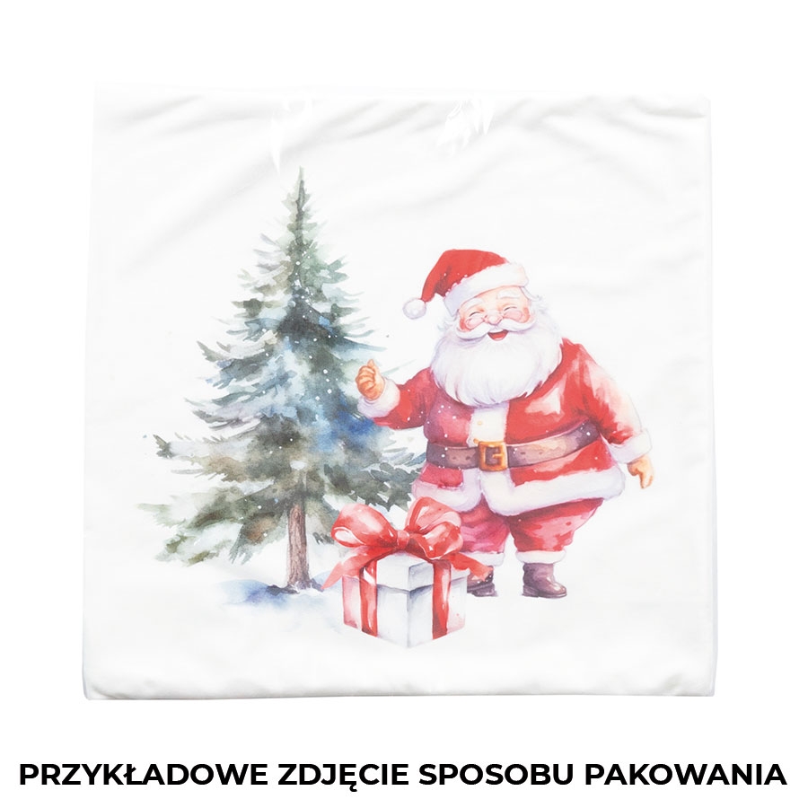 Dekoracyjna poszewka welwetowa w kolorze beżowym, świąteczny nadruk, rozmiar 40x40 cm, Vintage jelonek
