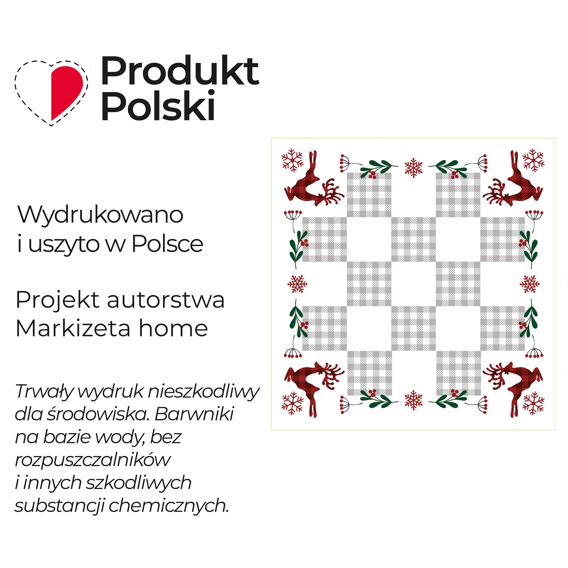 Serweta z tkaniny wodoodpornej ze świątecznym nadrukiem, rozmiar 80x80 cm, Krata patchwork
