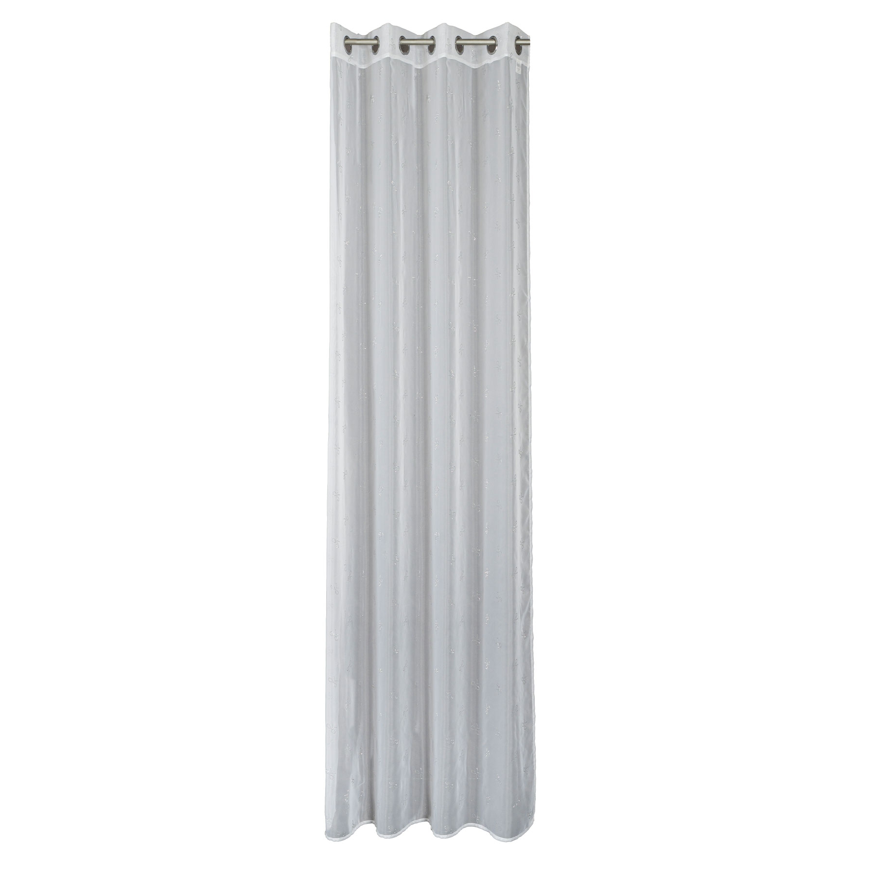 Firana do salonu na przelotkach woal z cyrkoniami w diamentowe srebrne kokardki wstążki Ribbon 140x250 cm