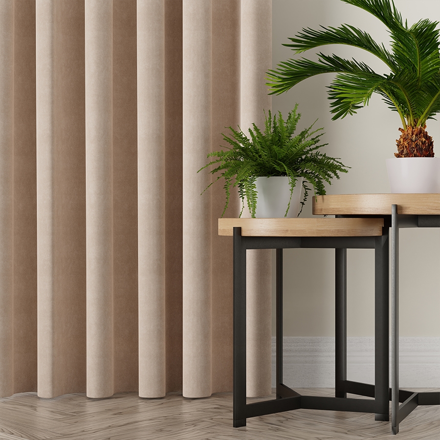 Miękka zasłona gotowa na taśmie  kolor beżowy rozmiar 140x250 cm Idalia