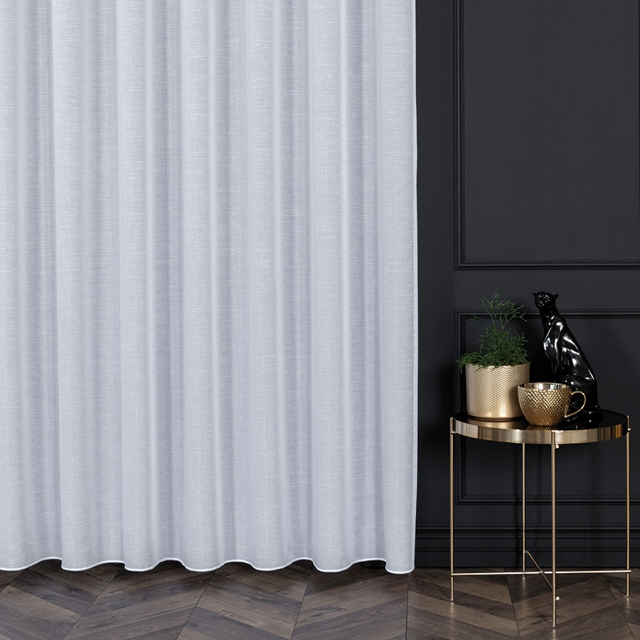 PREMIUM ALLURE Firana gotowa na taśmie wave Tomasa z obciążnikiem, rozmiar 420x270 cm, kolor biały