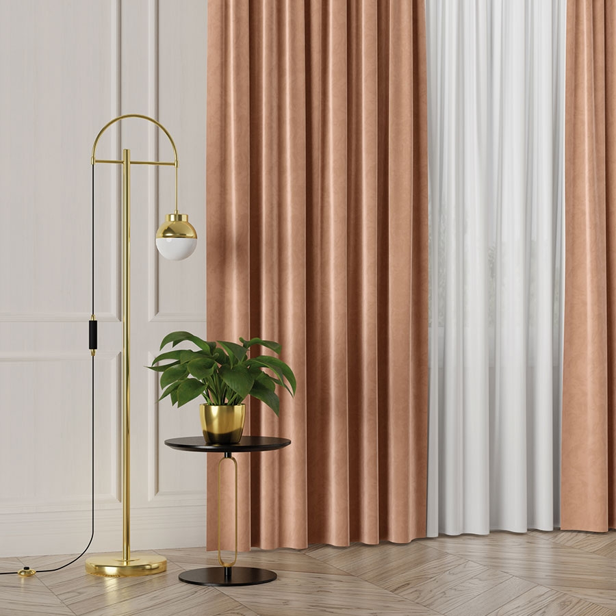 Ekskluzywny materiał na zasłony do salonu Velvet, wysokość 300 cm, kolor ciemny beżowy - sprzedawana na metry